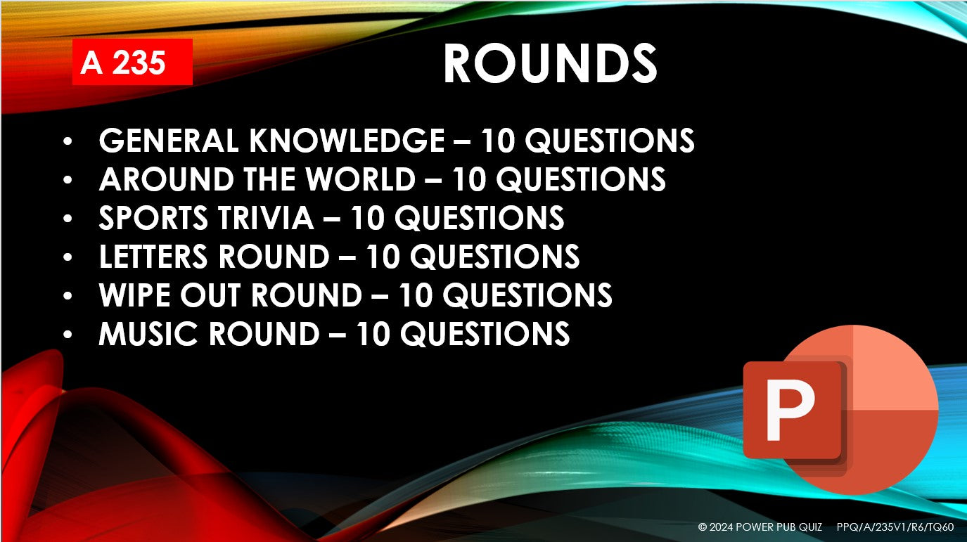 A235 Pub Quiz (18 May 2024) - PowerPoint Format