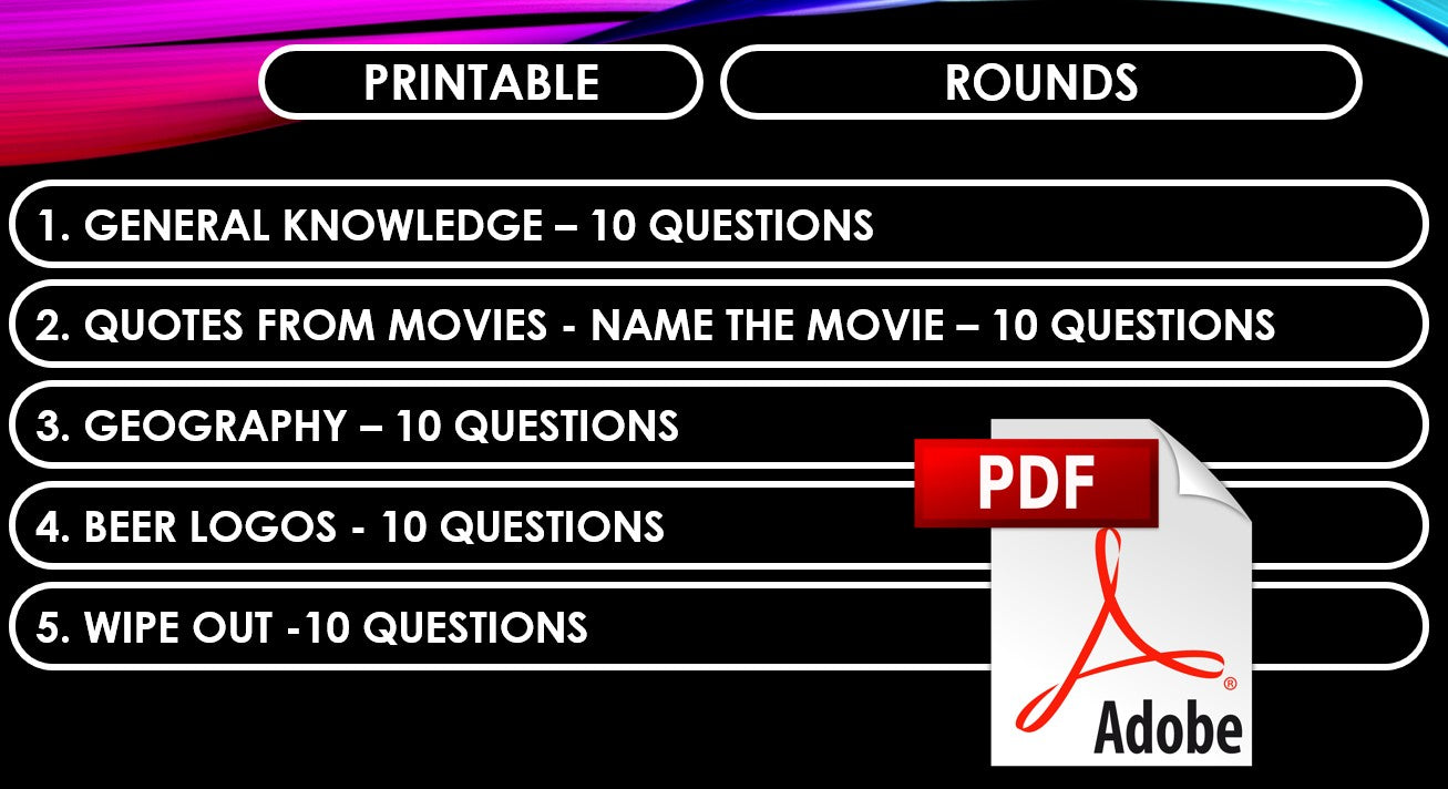 B240 Pub Quiz (23 June 2024) - Printable PDF Format