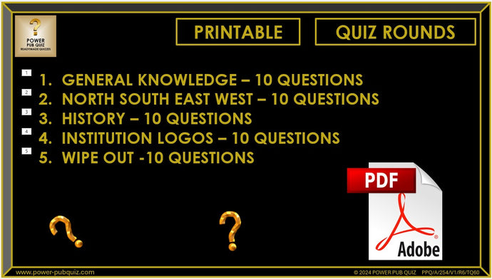 B254 Pub Quiz (29 Sept 2024) - Printable PDF Format