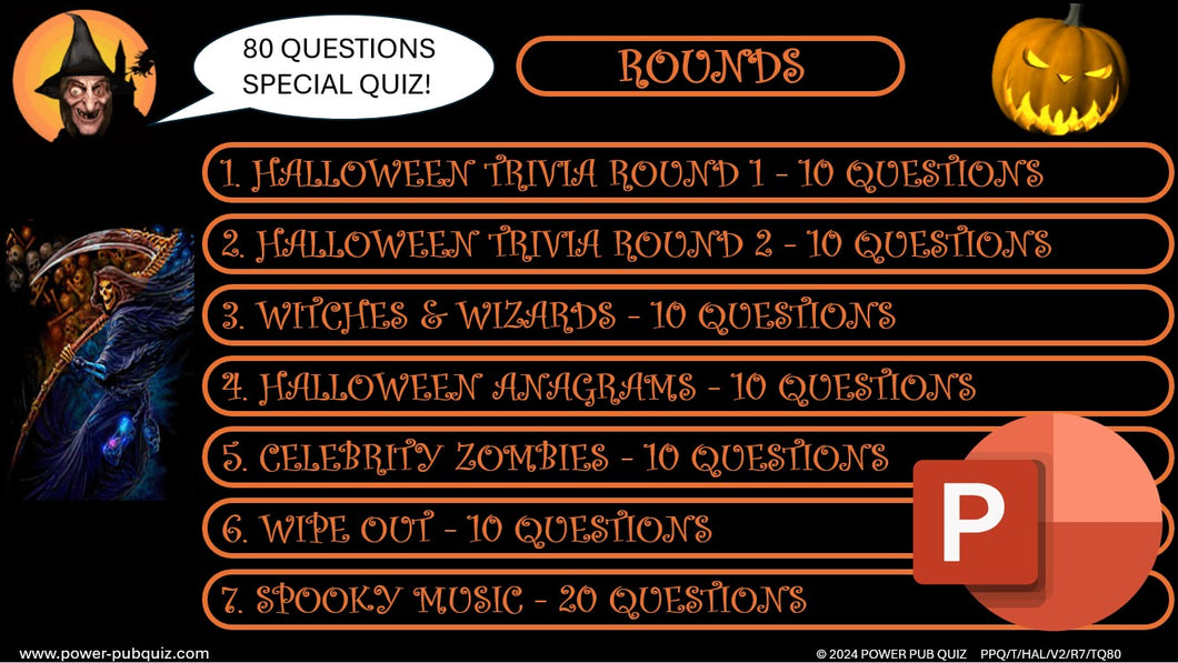 Special 80 Questions Halloween Quiz - PowerPoint Format