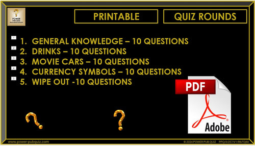 B257 Pub Quiz (20 Oct 2024) - Printable PDF Format