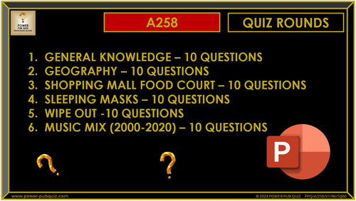 A258 Pub Quiz (27 Oct 2024) - PowerPoint Format