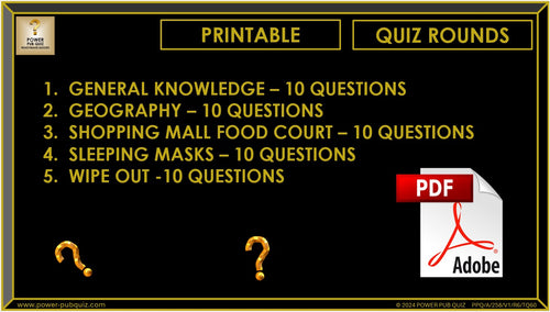 B258 Pub Quiz (27 Oct 2024) - Printable PDF Format