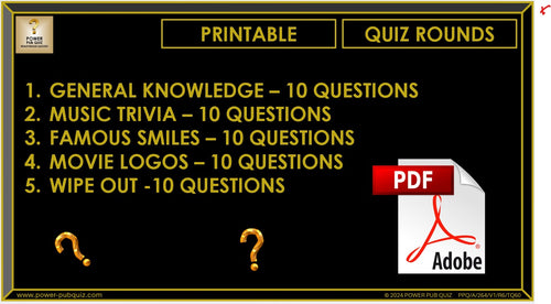 B264 Pub Quiz (08 Dec 2024) - Printable PDF Format