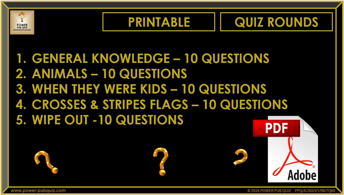 B265 Pub Quiz (15 Dec 2024) - Printable PDF Format