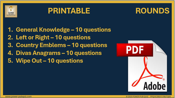 B266 Pub Quiz (22 Dec 2024) - Printable PDF Format