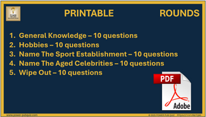 B271 Pub Quiz (26 Jan 2025) - Printable PDF Format