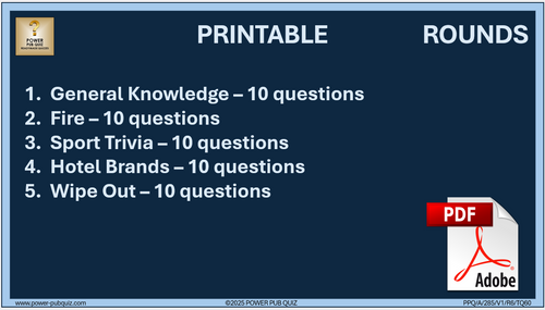 B285 Pub Quiz (04 May 2025) - Printable PDF Format