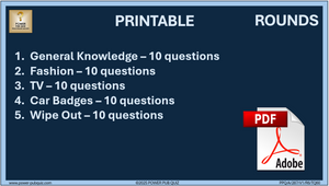 B287 Pub Quiz (18 May 2025) - Printable PDF Format
