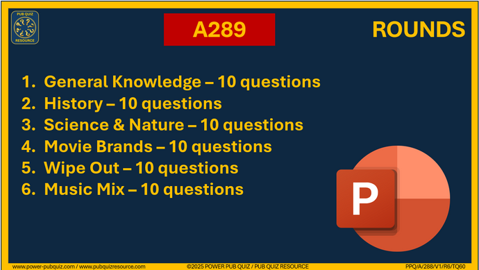 A289 Pub Quiz (01 Jun 2025) - PowerPoint Format