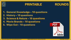 B289 Pub Quiz (01 Jun 2025) - Printable PDF Format