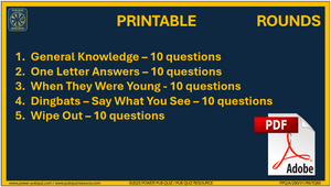 B290 Pub Quiz (08 Jun 2025) - Printable PDF Format
