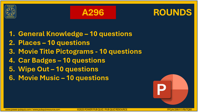 A296 Pub Quiz (20 Jul 2025) - PowerPoint Format