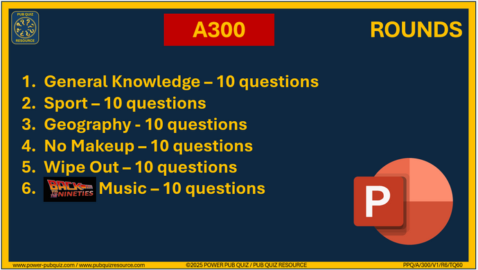 A300 Pub Quiz (17 Aug 2025) - PowerPoint Format