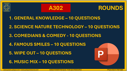 A302 Pub Quiz (31 Aug 2025) - PowerPoint Format