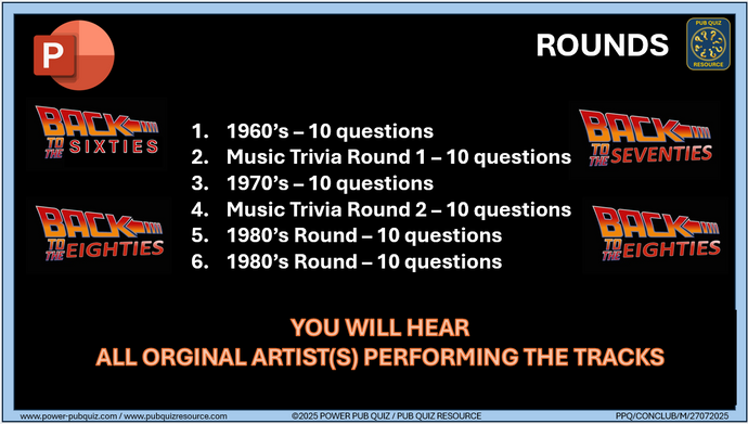 Oldies Music Quiz - PowerPoint Format