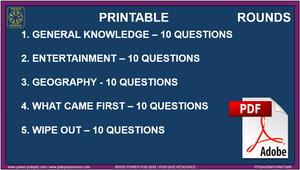 B304 Pub Quiz (14 Sept 2025) - Printable PDF Format