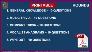 B306 Pub Quiz (27 Sept 2025) - Printable PDF Format