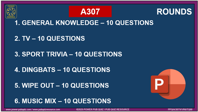 A307 Pub Quiz (05 Oct 2025) - PowerPoint Format