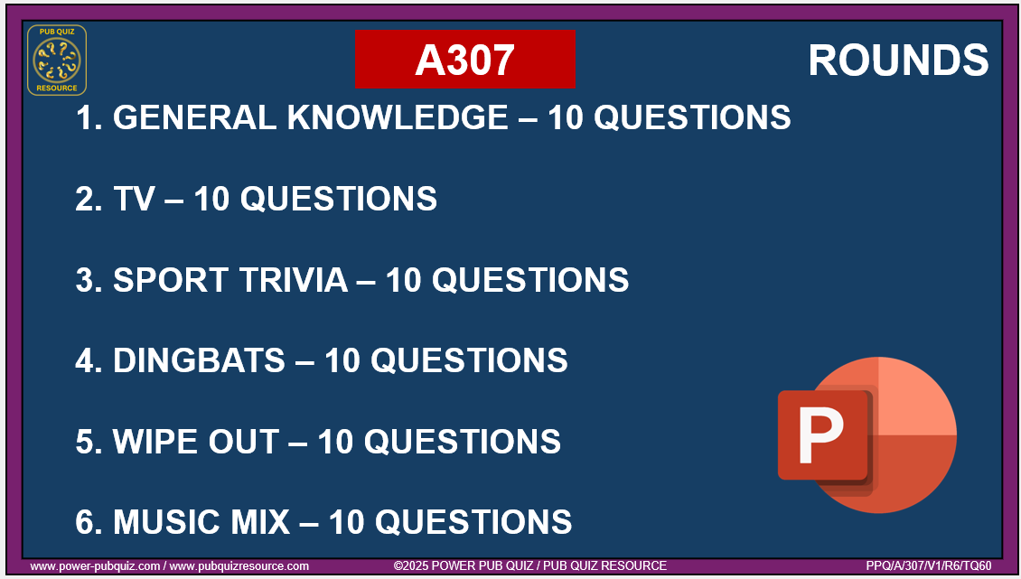 A307 Pub Quiz (05 Oct 2025) - PowerPoint Format