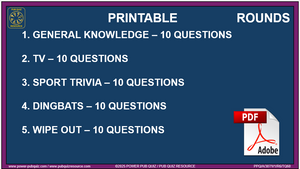 B307 Pub Quiz (05 Oct 2025) - Printable PDF Format
