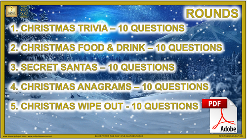 Christmas Pub Quiz - Printable PDF Format