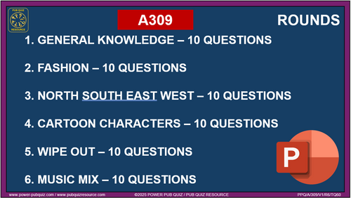 A309 Pub Quiz (19 Oct 2025) - PowerPoint Format