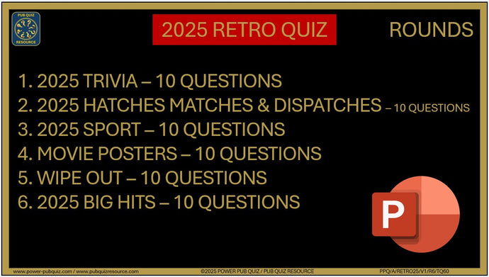 2025 Retro  Pub Quiz - PowerPoint Format