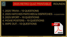 2025 Retro Pub Quiz - Printable PDF Format