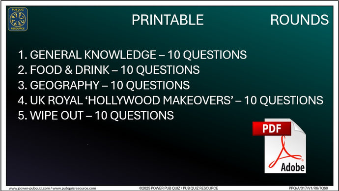 B317 Pub Quiz (14 Dec 2025) - Printable PDF Format